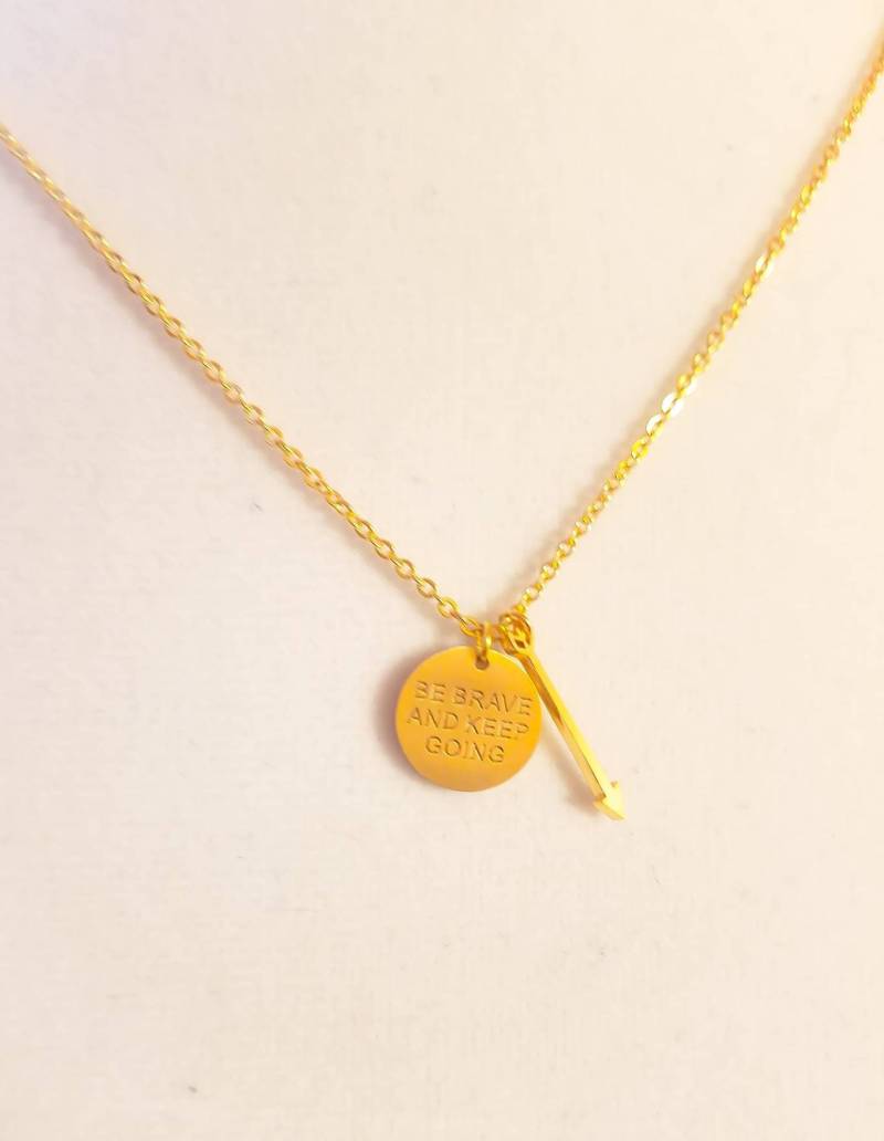 Modekette Edelstahl Vergoldet - Sei Mutig Und Mach Weiter So - Halskette Für Damen Mit Gravur von PalomasJewelrys