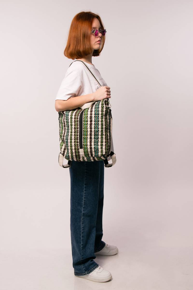Rucksacktasche Transformator Aus Vintage Hanfstoff Mit Wollelementen Bio Natur Handgefertigt Hanf Homepun von Paloriavintagefabric