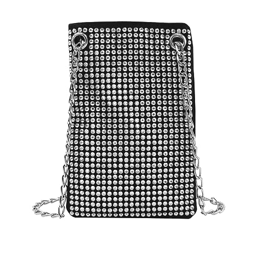 Pamayaneen Glitzernde Strass-Telefonbörse für Frauen Mädchen Glitzer Handytasche Abend Handtasche Strass Crossbody Tasche, silber, one szie von Pamayaneen