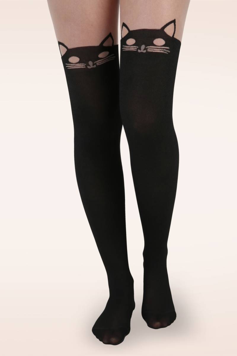 Kitty Cat Over The Knee Strumpfhose in Schwarz. von Pamela Mann