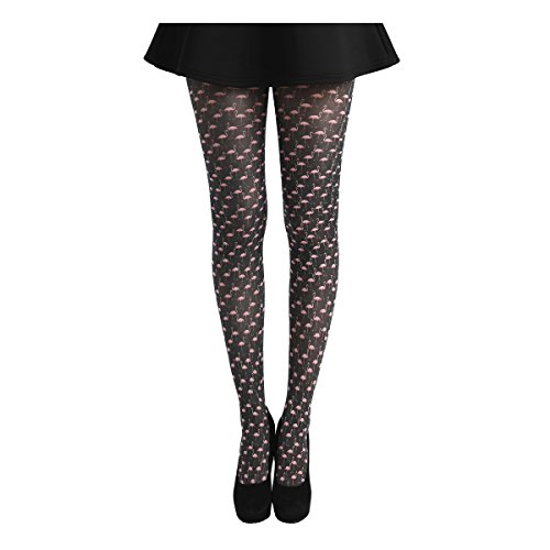 Pamela Mann Flamingo Druck Strumpfhose - Schwarz Black von Pamela Mann