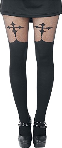 Pamela Mann Goth Cross Suspender Strumpfhose schwarz Medium 96% Nylon, 4% Elasthan von Pamela Mann