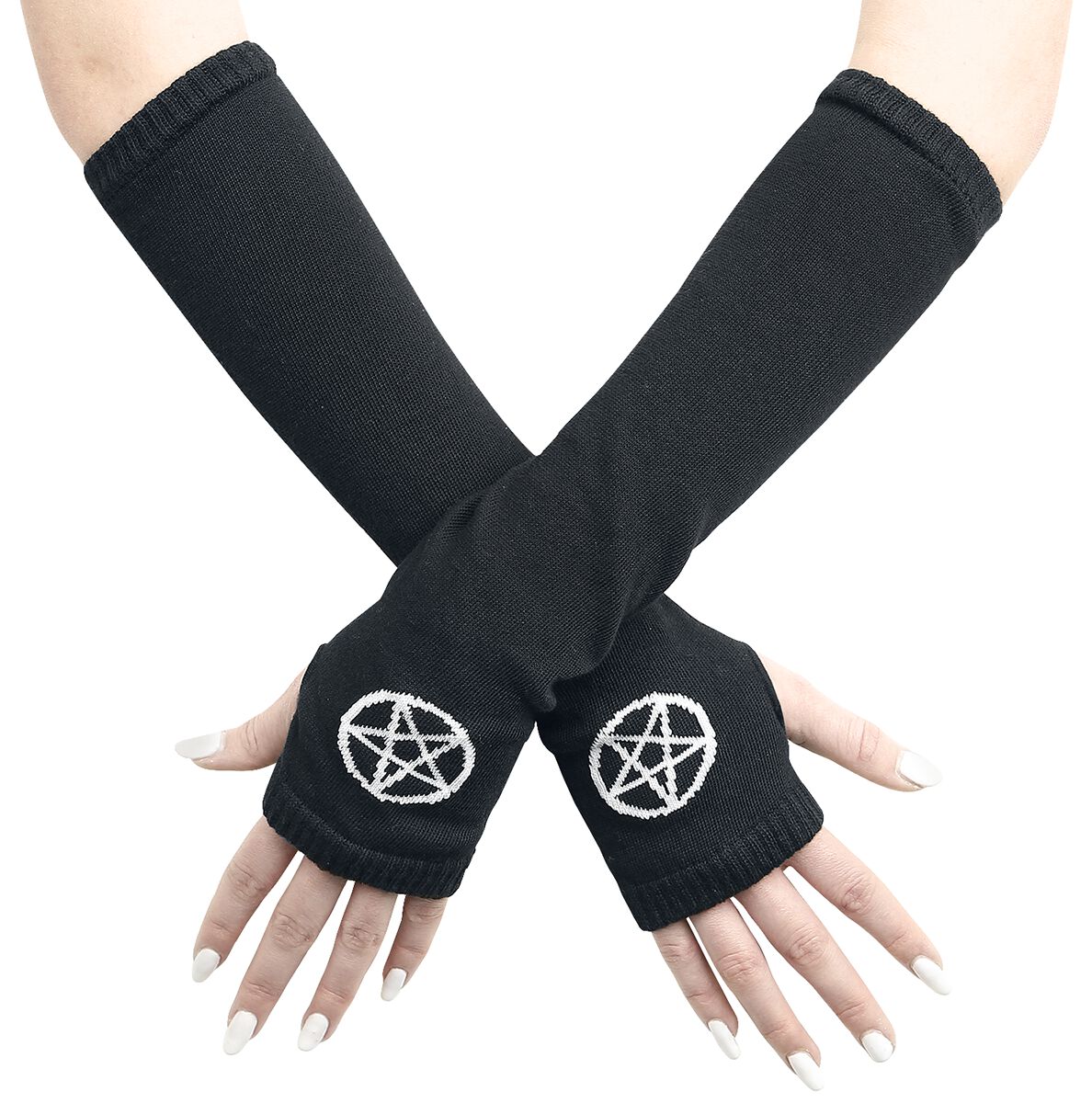 Pamela Mann Pentagram Gloves Stulpen schwarz weiß von Pamela Mann