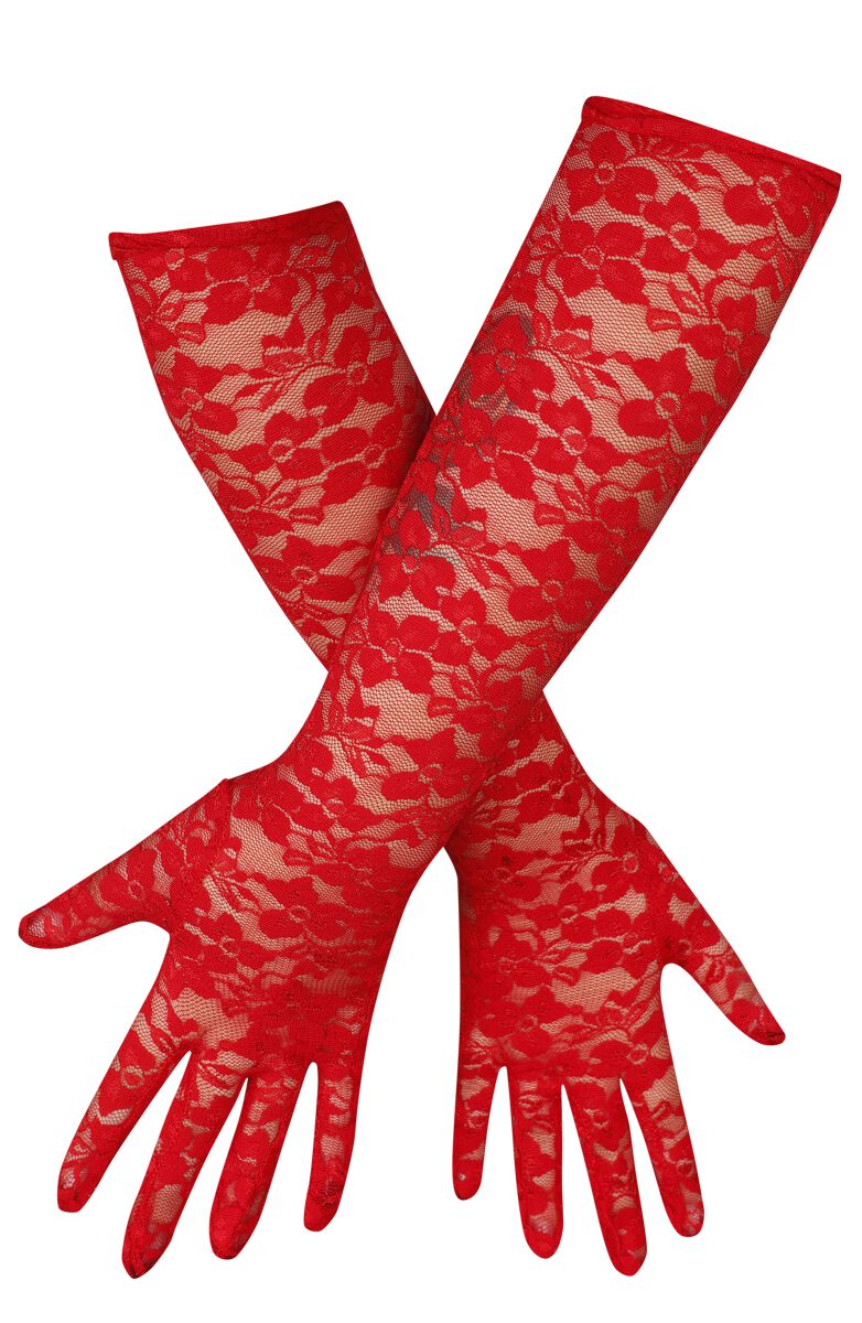 Pamela Mann - Rockabilly Fingerhandschuhe - Lace Opera Glove - für Damen - rot von Pamela Mann