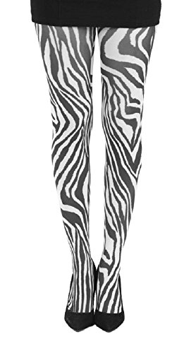 Pamela Mann - Zebra, Strumpfhose, Weiß, One Size, Medium, Niedrige Taille, Tierdruck, 20 Den, 0.5 Opazität, Damen, Modebewusste Individuals, Strumpfhose von Pamela Mann