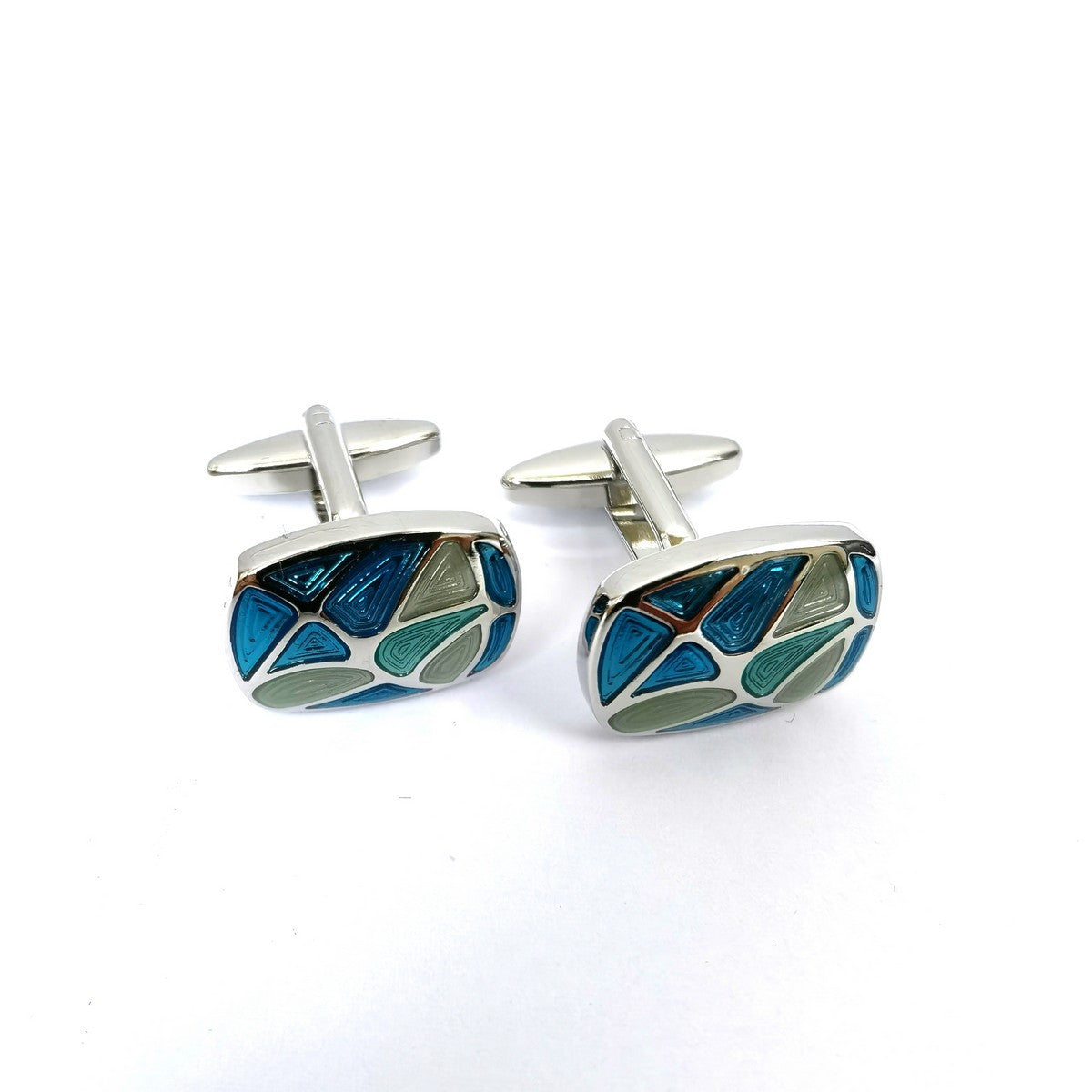 Sea Shell Tiles Rectangular Cufflinks von Pamoni