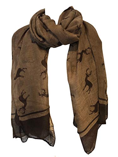 Braun mit braunen Rentier design Schal mit Rand. Schönen langen weichen Schal. Fantastische Geschenk (Brown with brown reindeer design scarf with border. Lovely long soft scarf Fantastic Gift) von Pamper Yourself Now