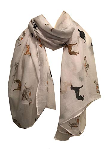 Pamper Yourself Now Damen-Schal mit Windhund, tolles Geschenk für Windhunde. Gr. One size, weiß von Pamper Yourself Now