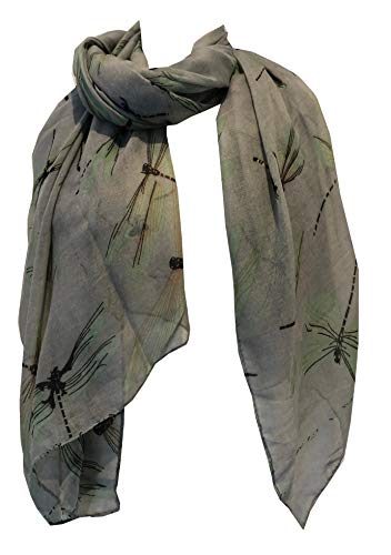 Pamper Yourself Now ltd Grau mit großen farbigen Libelle Design Schal schönen weichen Schal fantastisches Geschenk (Grey with Coloured Big Dragonfly Design Scarf Lovely Soft Scarf Fantastic Gift) von Pamper Yourself Now
