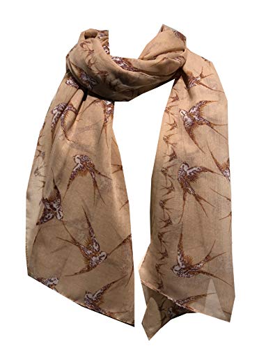 Schwalbe Print Schal, Damenmode Wrap/Schal (Big swallow print scarf) (beige/Pfirsich (beige/Peach)) von Pamper Yourself Now