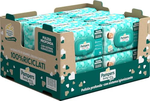 Pampers Baby Fresh Feuchttücher, feuchtigkeitsspendende und sanfte Formel, die den pH-Wert der Haut wiederherstellt, 18 Packungen à 70 Stück, 1260 Tücher von Pampers