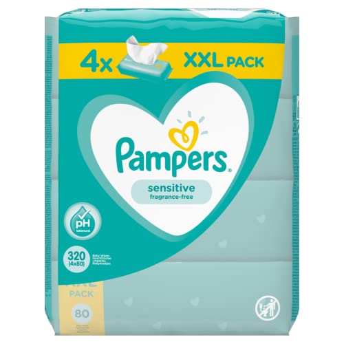 Pampers Feuchte Tücher Sensitive, 4 x 80 Tücher (320 Tücher) von Pampers