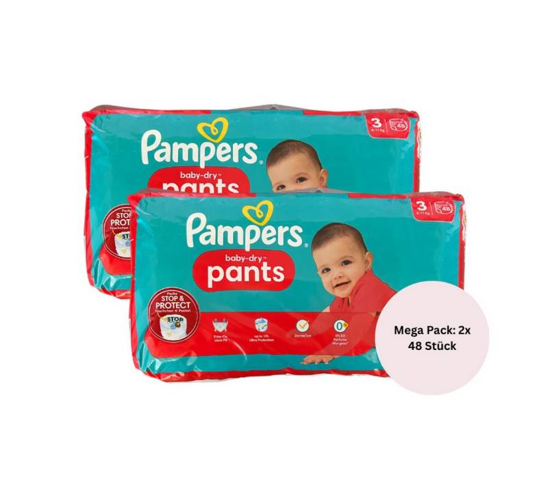 Pampers Windeln Baby Dry Pants Größe 3 96 Stück Windeln 360 Grad Fit (96-St) von Pampers