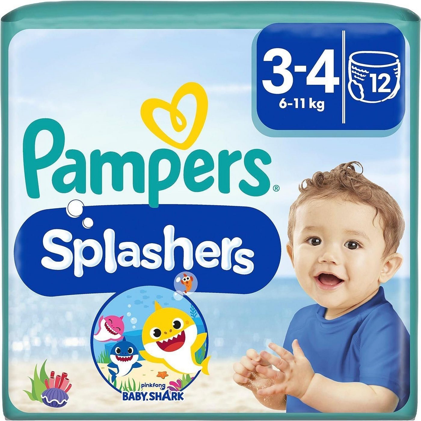 Pampers Windeln Splashers Schwimmwindeln Gr- 3-4 (6-11 kg) (12-St., 12 Windeln pro Packung) von Pampers