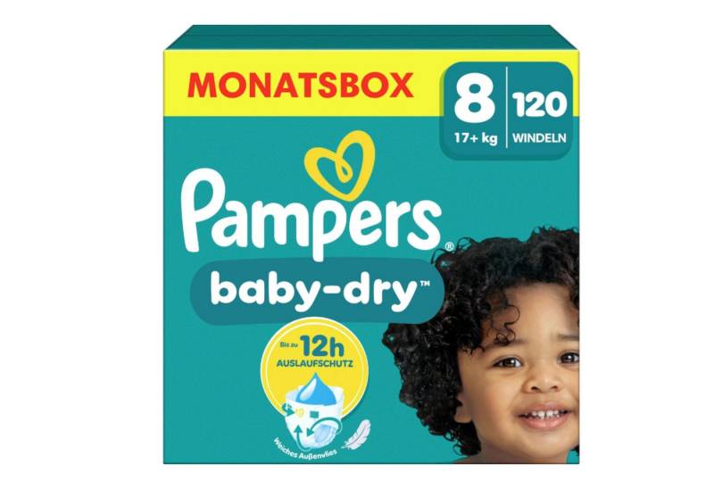 Pampers Windeln Windeln Baby Dry Gr.8 Extra Large (17+ kg), Monatsbox, 120 St von Pampers