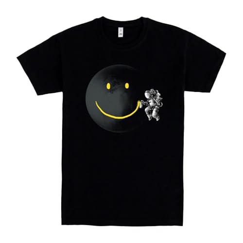 Pampling T-Shirt mit kurzen Ärmeln aus 100% Baumwolle, Unisex Bekleidung mit originellen Mustern in 5 Größen, T-Shirt Schwarz, Modell Make a Smile (L) von Pampling