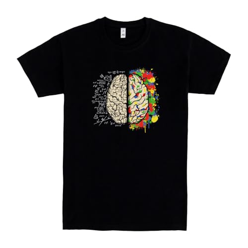 Pampling T-Shirt mit kurzen Ärmeln, aus 100% Baumwolle, Unisex Bekleidung mit originellen Motiven in 5 Größen, T-Shirt Schwarz, Modell The Brain (XL) von Pampling