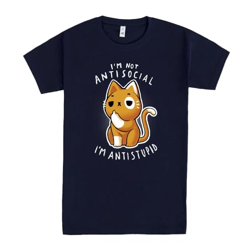 Pampling T-Shirt mit kurzen Ärmeln, aus 100% Baumwolle, Unisex Bekleidung mit originellen Motiven in 5 Größen, T-Shirt Blau, Modell The Cat and Koi (M) von Pampling