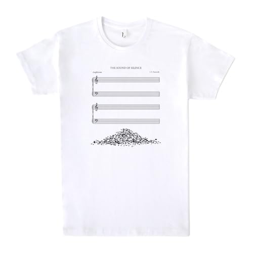Pampling T-Shirt mit kurzen Ärmeln, aus 100% Baumwolle, Unisex Bekleidung mit originellen Motiven in 5 Größen, T-Shirt Weiß, Modell The Sound of Silence (L) von Pampling