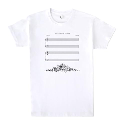 Pampling T-Shirt mit kurzen Ärmeln, aus 100% Baumwolle, Unisex Bekleidung mit originellen Motiven in 5 Größen, T-Shirt Weiß, Modell The Sound of Silence (M) von Pampling