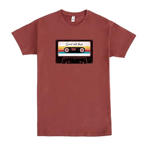 Pampling T-Shirt mit kurzen Ärmeln, aus 100% Baumwolle, Unisex Bekleidung mit originellen Motiven in 5 Größen, T-Shirt Rosa, Modell Good Old Days (L) von Pampling