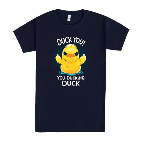 Pampling T-Shirt mit kurzen Ärmeln aus 100% Baumwolle, Unisex Bekleidung mit originellen Mustern in 5 Größen, T-Shirt Blau, Modell Duck You (S) von Pampling