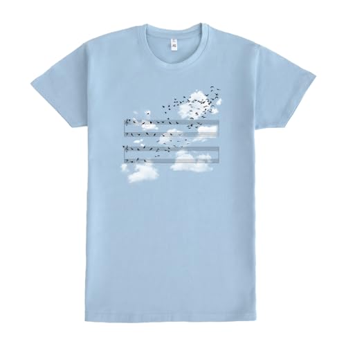 Pampling T-Shirt mit kurzen Ärmeln aus 100% Baumwolle, Unisex Bekleidung mit originellen Mustern in 5 Größen, T-Shirt Blau, Modell Natural Music von Pampling