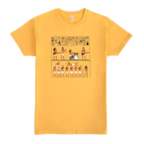 Pampling T-Shirt mit kurzen Ärmeln, aus 100% Baumwolle, Unisex Bekleidung mit originellen Motiven in 5 Größen, T-Shirt Gelb, Modell Ancient Rock (M) von Pampling