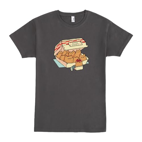Pampling T-Shirt mit kurzen Ärmeln aus 100% Baumwolle, Unisex Bekleidung mit originellen Mustern in 5 Größen, T-Shirt Grau, Modell Kitten Nuggets (XXL) von Pampling