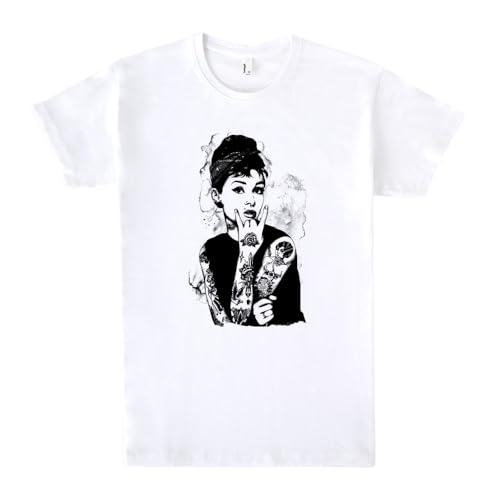 Pampling T-Shirt mit kurzen Ärmeln, aus 100% Baumwolle, Unisex Bekleidung mit originellen Motiven in 5 Größen, T-Shirt Weiß, Modell Audrey (M) von Pampling