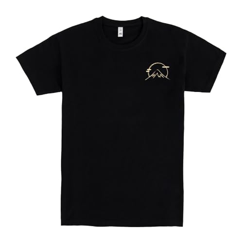 Pampling T-Shirt mit kurzen Ärmeln aus 100% Baumwolle Doppeldruck, Unisex Bekleidung mit originellen Mustern in 5 Größen, T-Shirt Schwarz, Modell Coffee Cat in Mt Fuji (XL) von Pampling