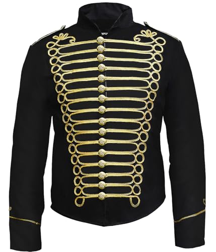 Pamposh Steampunk Husar Jacke - Emo Punk Military Schlagzeuger Parade Jacke Herren – Napoleon Gothic Kleidung – Marching Band Jacke von Pamposh