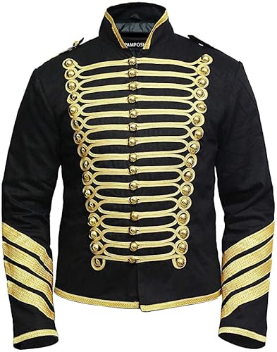 Pamposh Steampunk Husar Jacke - Emo Punk Military Schlagzeuger Parade Jacke Herren - Napoleon Gothic Kleidung - Marching Band Jacke von Pamposh