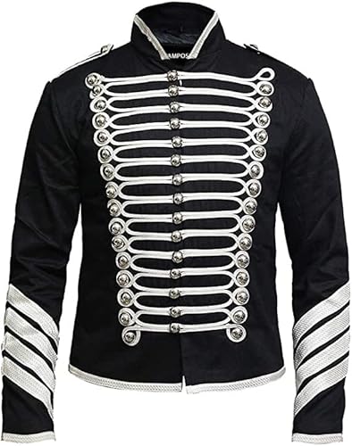 Pamposh Steampunk Husar Jacke - Emo Punk Military Schlagzeuger Parade Jacke Herren - Napoleon Gothic Kleidung - Marching Band Jacke von Pamposh