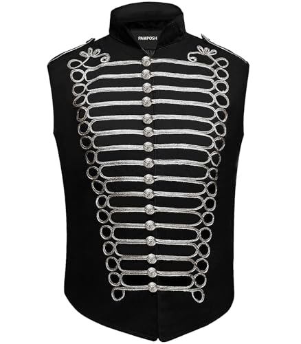 Pamposh Steampunk Husar Jacke - Emo Punk Military Schlagzeuger Parade Jacke Herren – Napoleon Gothic Kleidung – Marching Band Jacke von Pamposh