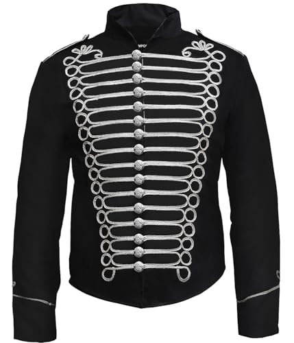 Pamposh Steampunk Husar Jacke - Emo Punk Military Schlagzeuger Parade Jacke Herren - Napoleon Gothic Kleidung - Marching Band Jacke von Pamposh