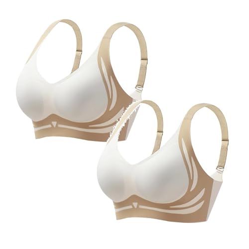 Pamqsen 2er Pack Bügelloser Top-Stütz-BH Keine Schlaffen Brüste Mehr Adjustable Keine Nahtlos Unsichtbar Brüste Comfit BHS Comfit Original Stütz Bra Frauen von Pamqsen