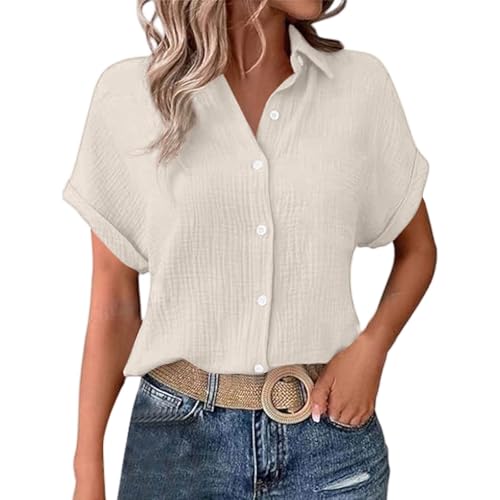 Pamqsen Angebote des Tages Heute 2025 Casual Summer Women Shirts Kurzarm -Top für tägliche Kleidung perfekt Paare mit Jeans und Freizeithosenmaschine und handwaschbar für einfache Pflege von Pamqsen