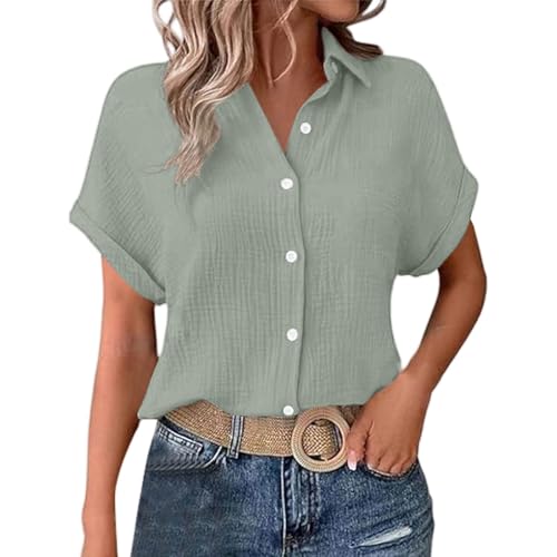 Pamqsen Angebote des Tages Heute 2025 Casual Summer Women Shirts Kurzarm -Top für tägliche Kleidung perfekt Paare mit Jeans und Freizeithosenmaschine und handwaschbar für einfache Pflege von Pamqsen