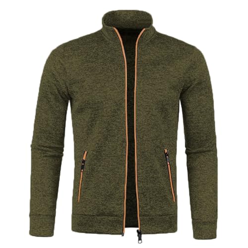 Pamqsen Angebote des Tages Heute Sweatjacke Herren Ohne Kapuze mit Reissverschluss Sportjacke Jacke Klassisch Stehkragen Trainingsjacke Strickjacke mit Taschen Übergangsjacke Freizeitjacke von Pamqsen