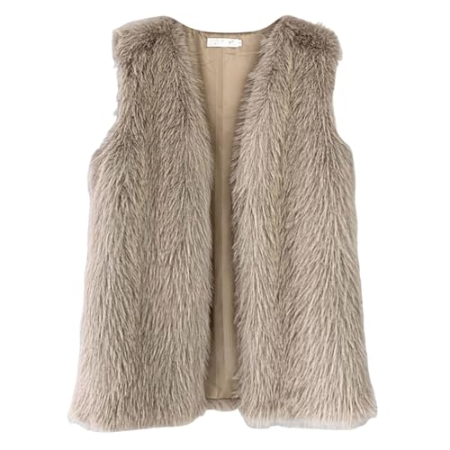 Pamqsen angebote des tages heute Weste Damen Kunstpelze Westen Einfarbig Ärmellose Fellweste Elegant Vest Jacke Winter Warme Pelzmantel Flauschig Pelzweste Kunstfell Pelzjacke Parka Fell Mantel von Pamqsen