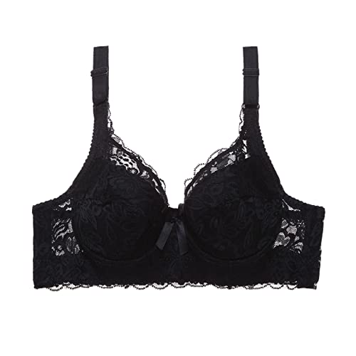Pamqsen Balconette BH Damen mit Bügel Große Größen Spitze Halbschale Ungepolstert Transparent Balkonette-BH Mesh Durchsichtig Komfort Unterwäsche mit Verstellbarem Träger Alltag Bra #6 von Pamqsen