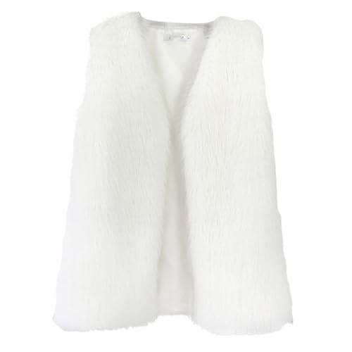Pamqsen Beliebte Marken Ärmellose Weste Damen Fell Winter Mantel Damen Kurz Ärmellos Flauschig Fellweste Warm Elegant Kunstfell Wintermantel Frauen Ohne Kapuze Felljacke Pelz Plüsch Kurzmantel von Pamqsen