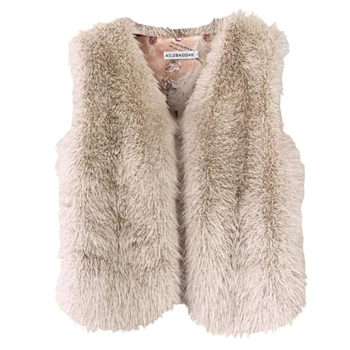Pamqsen Black Friday Angebote Fellweste Damen Kunstfell Kurz Kunstpelz Jacke äRmellos Weste Leichte Pelzweste üBergangsjacke Fleeceweste Winter Warm Faux Pelz-Weste Felljacke Elegant Faux von Pamqsen