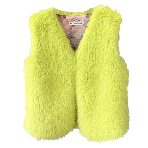 Pamqsen Damenweste aus Kunstfell kurze Weste Jacke Mantel ärmellos offene Vorderseite lässig Winter warme Oberbekleidung Einfarbig Kunstpelz Weste Leicht von Pamqsen