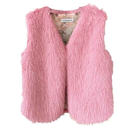 Pamqsen deals of the day Weste Damen Kunstpelze Westen Einfarbig Ärmellose Fellweste Elegant Vest Jacke Winter Warme Pelzmantel Flauschig Pelzweste Kunstfell Pelzjacke Parka Fell Mantel von Pamqsen