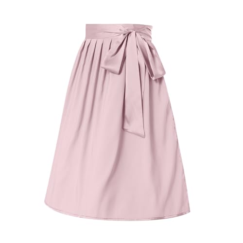 Pamqsen Dirndl Schürze Damen Midi Trachtenschürze Dirndlschürzen Oktoberfest Festlich Trachtenkleid Einfärbig Große Größen Trachtenrock Dirndlschürze Rosa XXL von Pamqsen