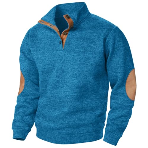 Pamqsen Half Zip Pullover Herren Warm Winter Rollkragenpullover Business Winterpullover Outdoor Herrenpullover Golf Arbeitspullover Thermopulli Basic Seemannspullover Arbeitspulli Sweatshirt von Pamqsen