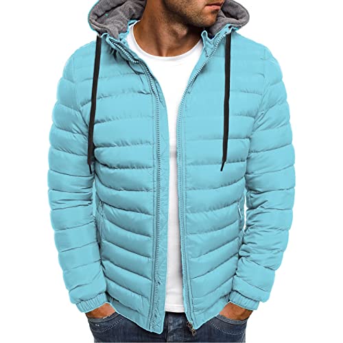 Pamqsen Herren Steppjacke Warme Verdickt Hooded Winterjacke Langarm Quilted Regular Fit Daunenjacke mit Kapuze für Männer Winter Outdoor Ski Snowboard Wandern Übergangsjacke Herrenjacke von Pamqsen
