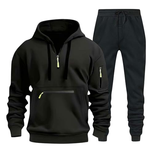 Pamqsen Herren Trainingsanzug Jogginganzug Sportanzug Set 2-Teiliges mit Hoodie Jacke und Jogginghose Trainingsanzüge Atmungsaktiv Sportlich Tracksuit mit Reißverschluss Tasche Hose Jogginganzug von Pamqsen